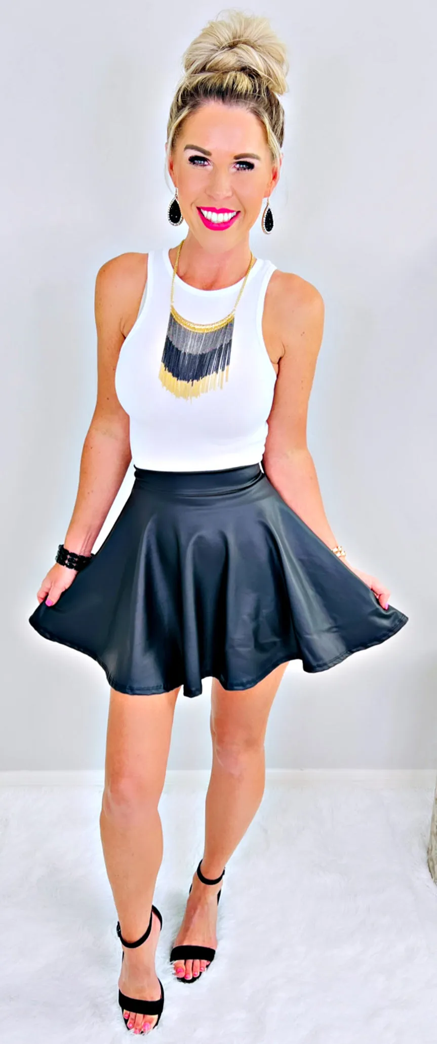 Sleek Shine Faux Leather Skirt