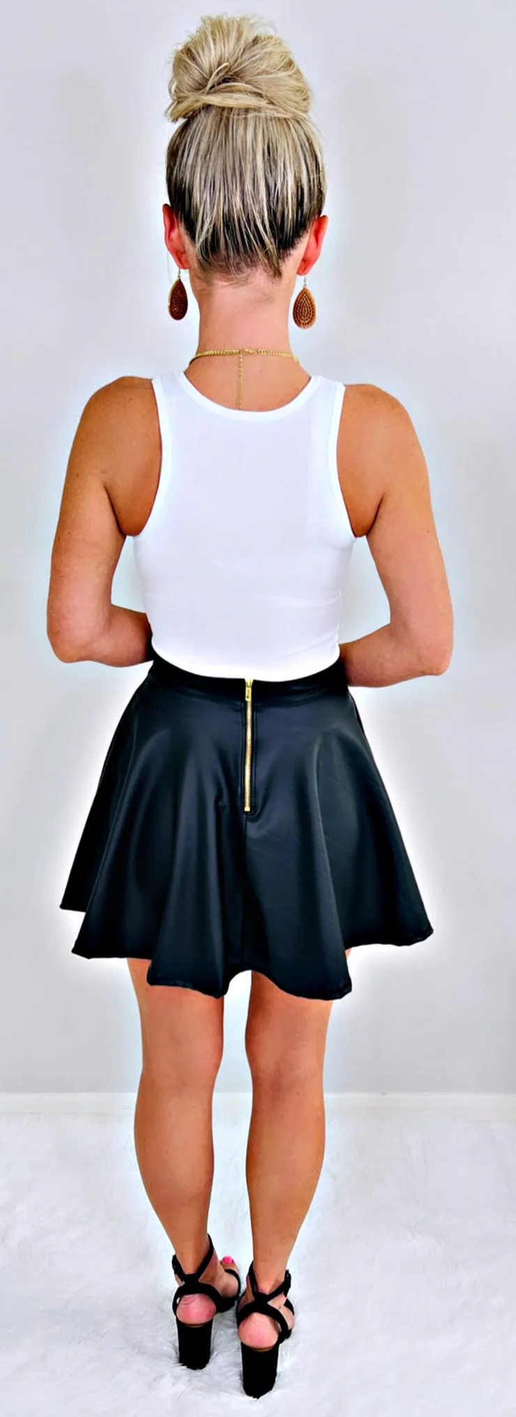 Sleek Shine Faux Leather Skirt