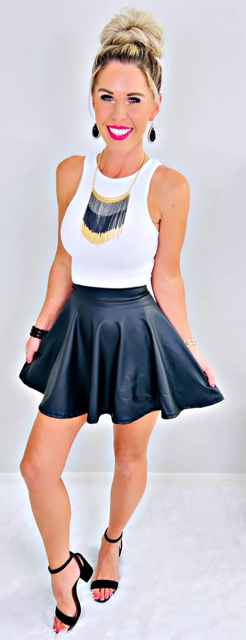 Sleek Shine Faux Leather Skirt
