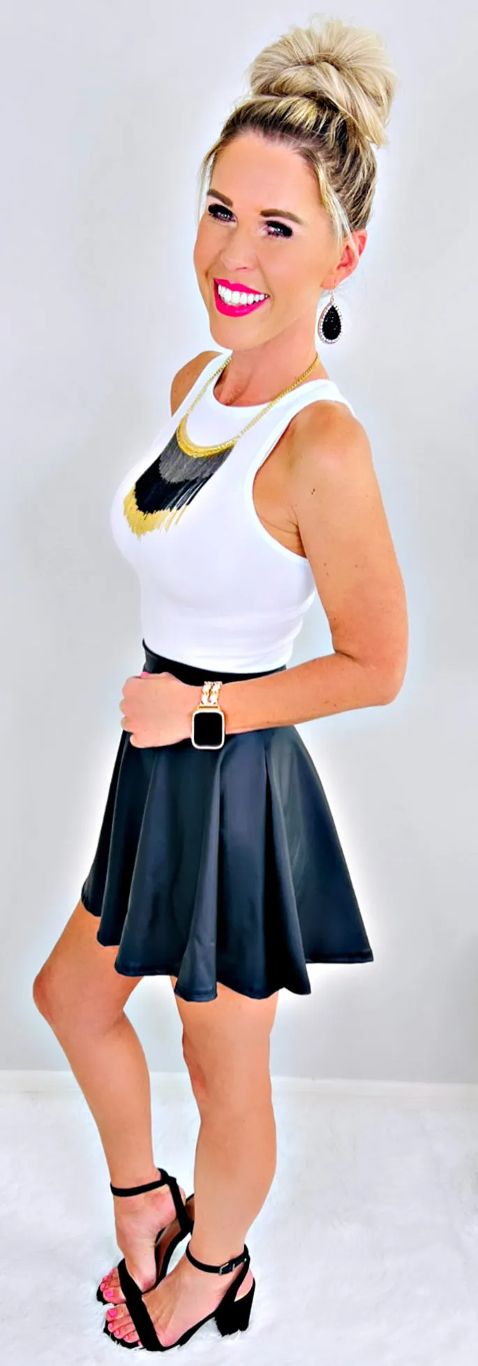 Sleek Shine Faux Leather Skirt