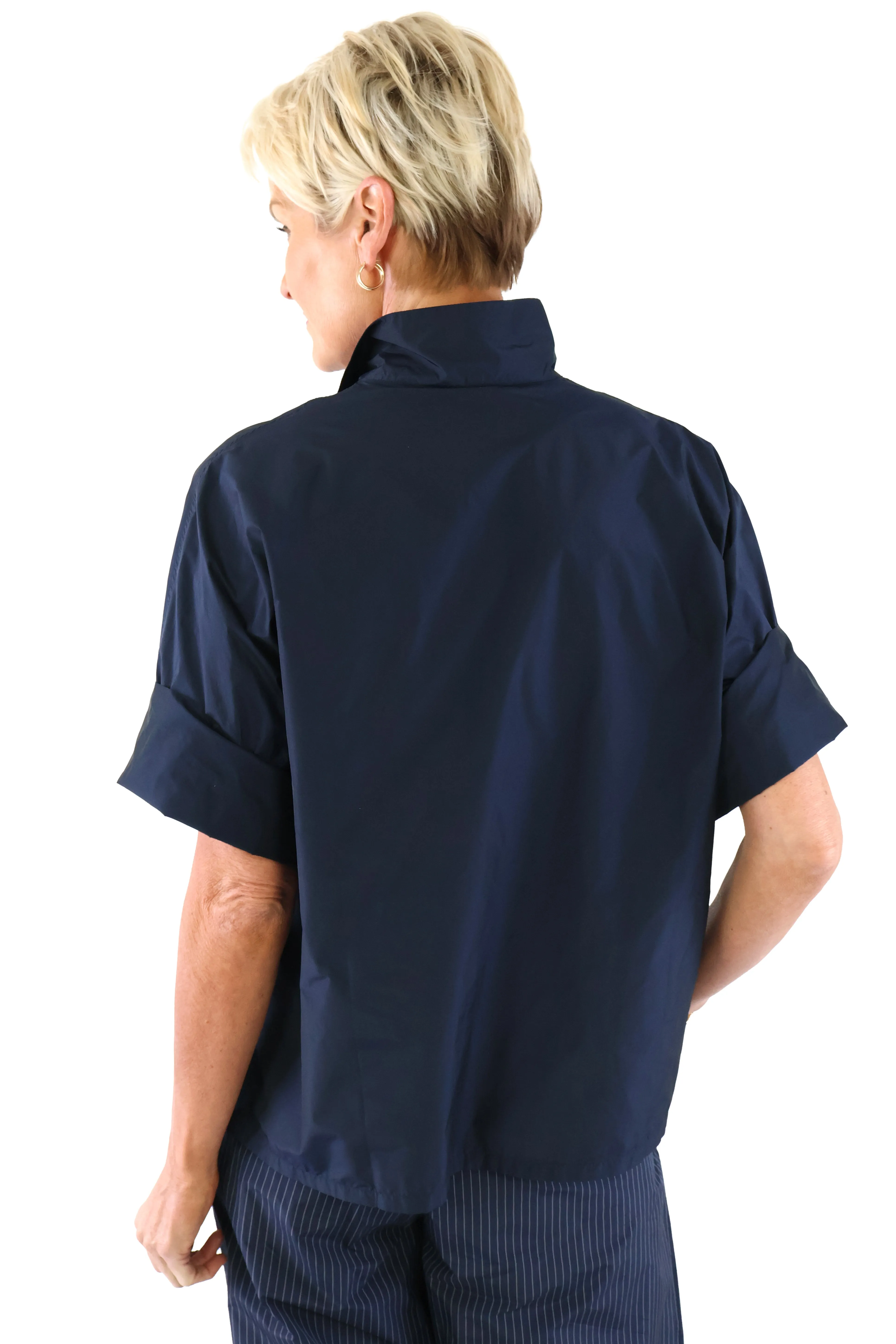 Sporty Crash Blouse - Navy
