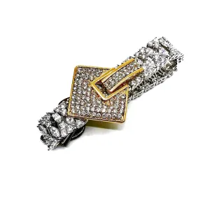 SQUARE CRYSTAL EMBELLISHED ZIRCON CHAIN BRACELET