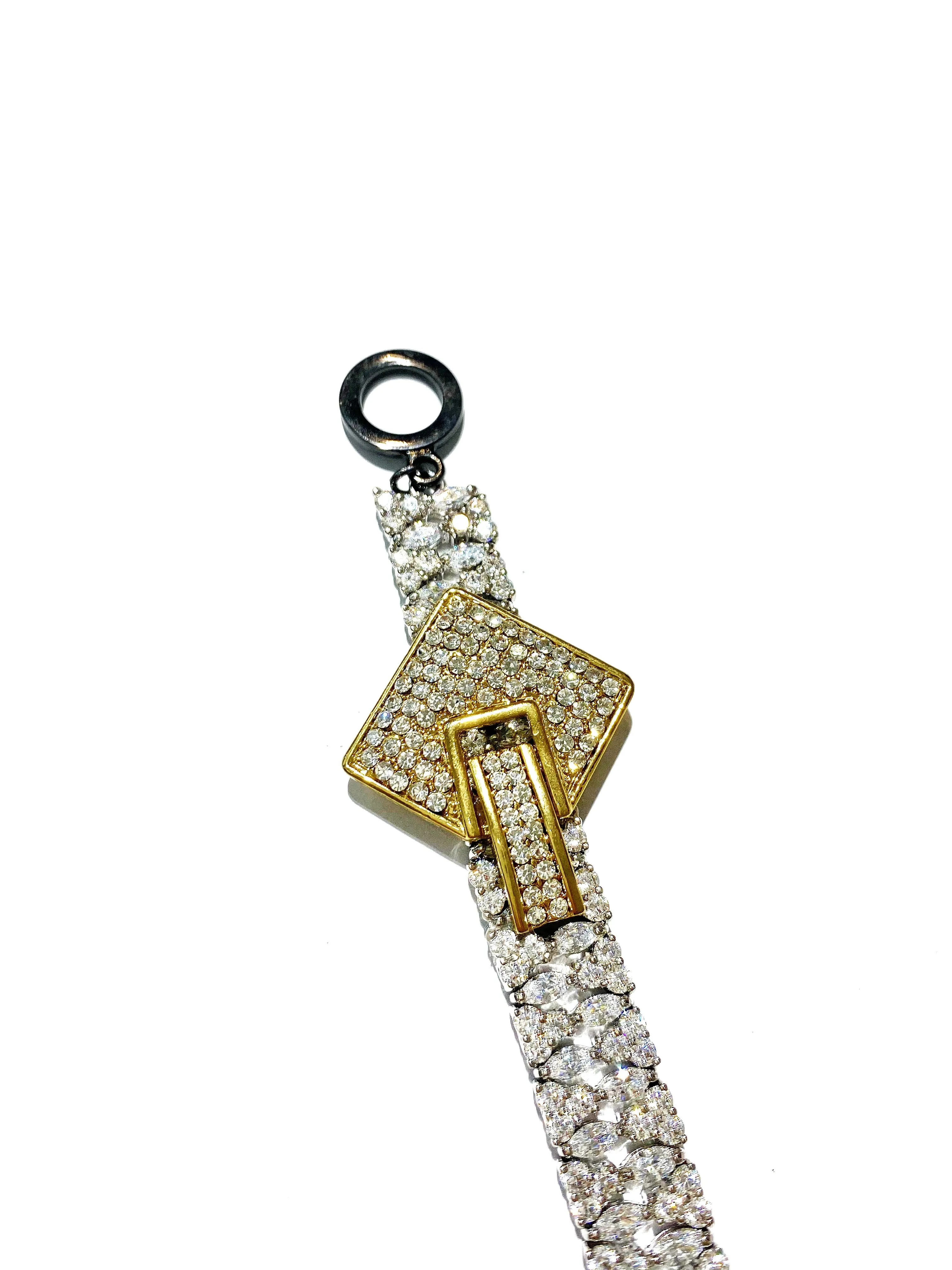 SQUARE CRYSTAL EMBELLISHED ZIRCON CHAIN BRACELET