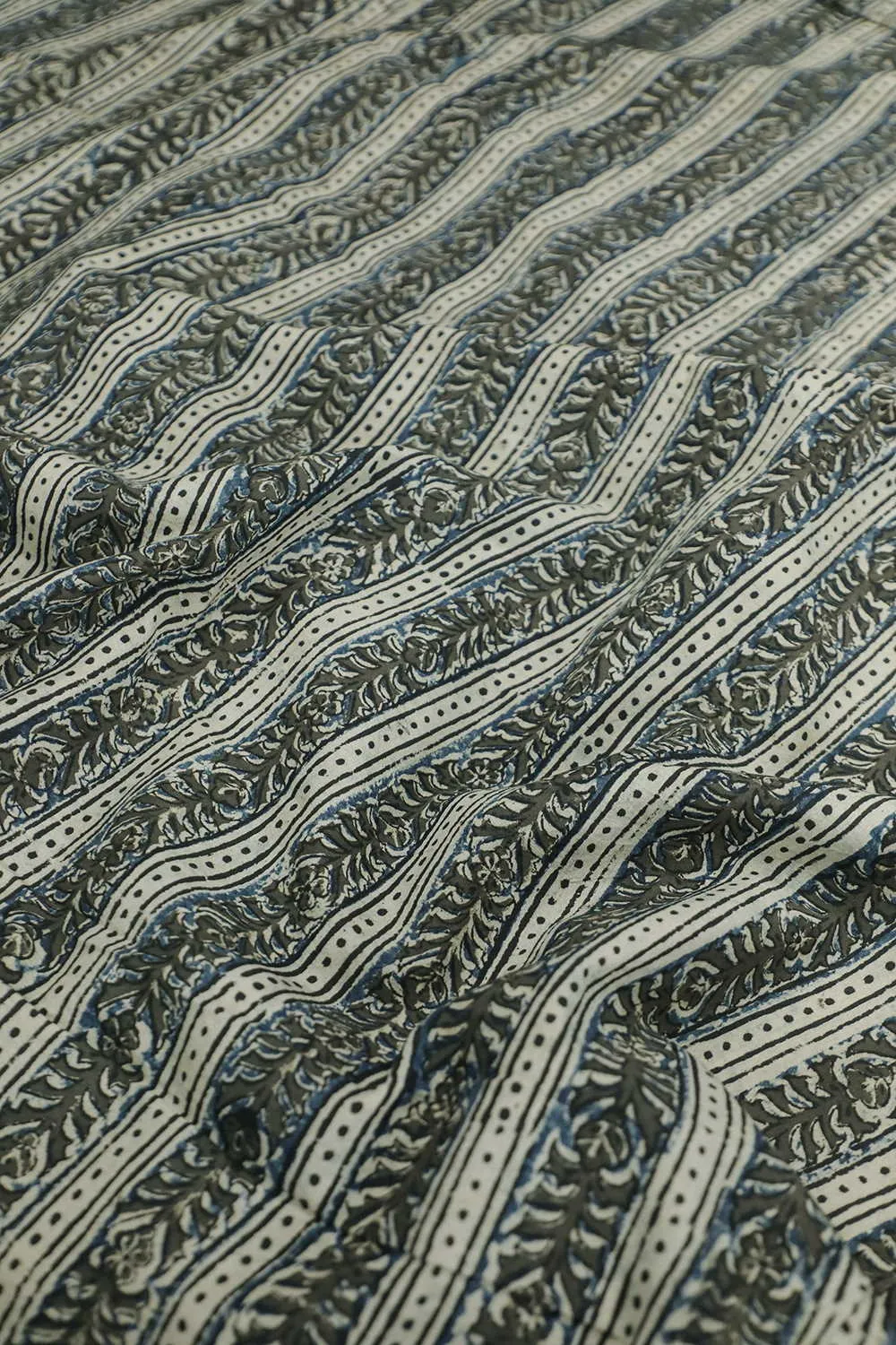 Striped Floral Printed kalamkari Cotton Fabric - 1.6m