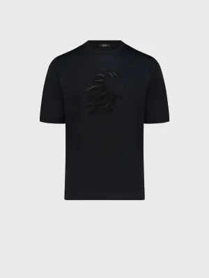 T-Shirt with Head of Lion Black