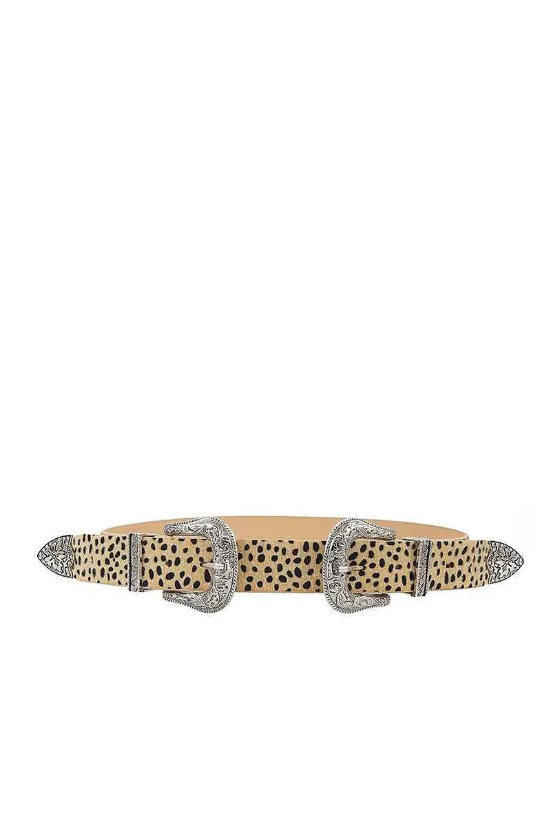 Trendy Leopard Print Double Buckle Fashion Belt