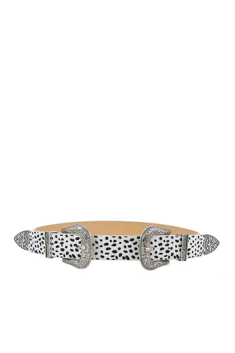 Trendy Leopard Print Double Buckle Fashion Belt