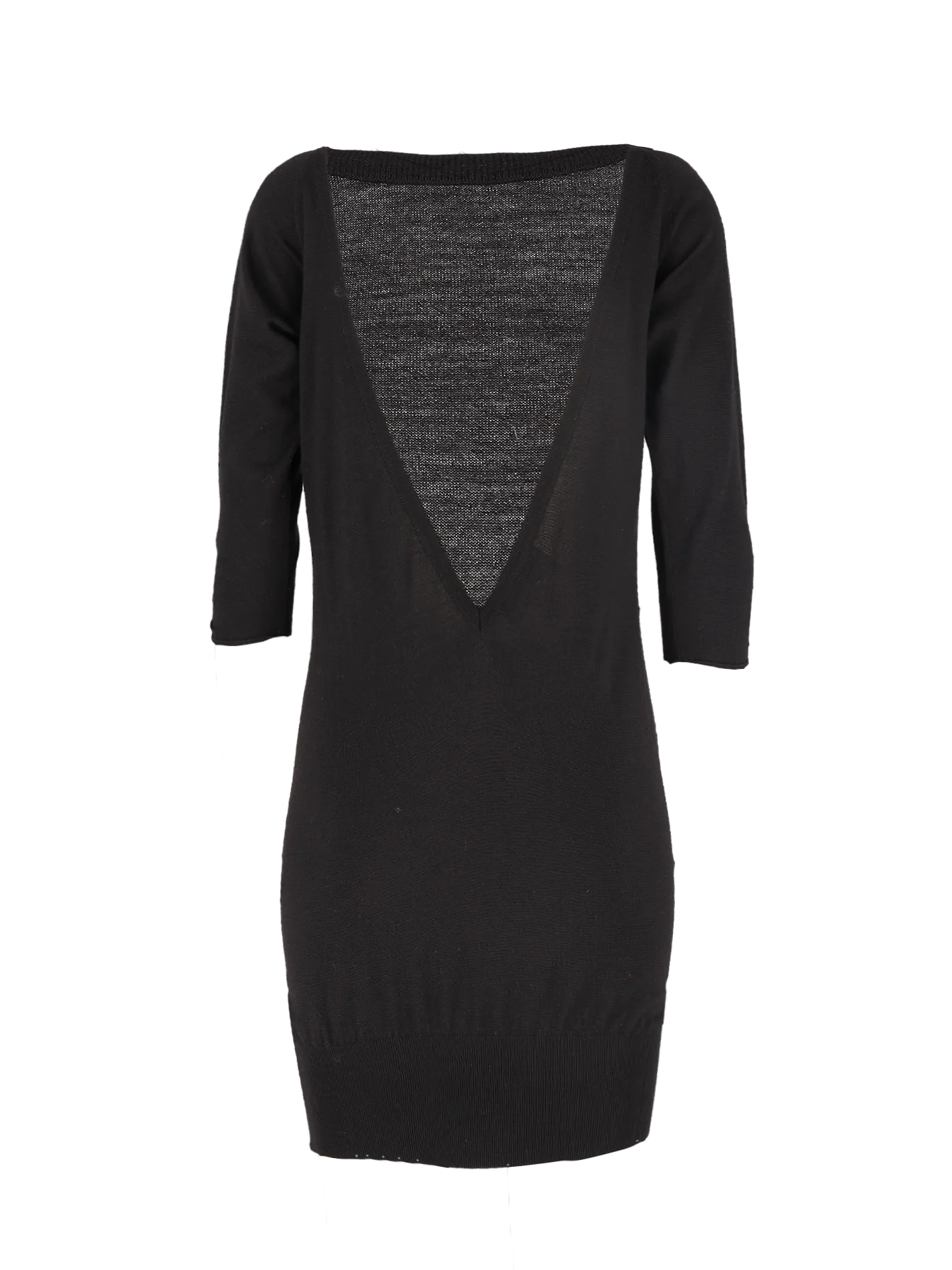 v-back wool-knit dress