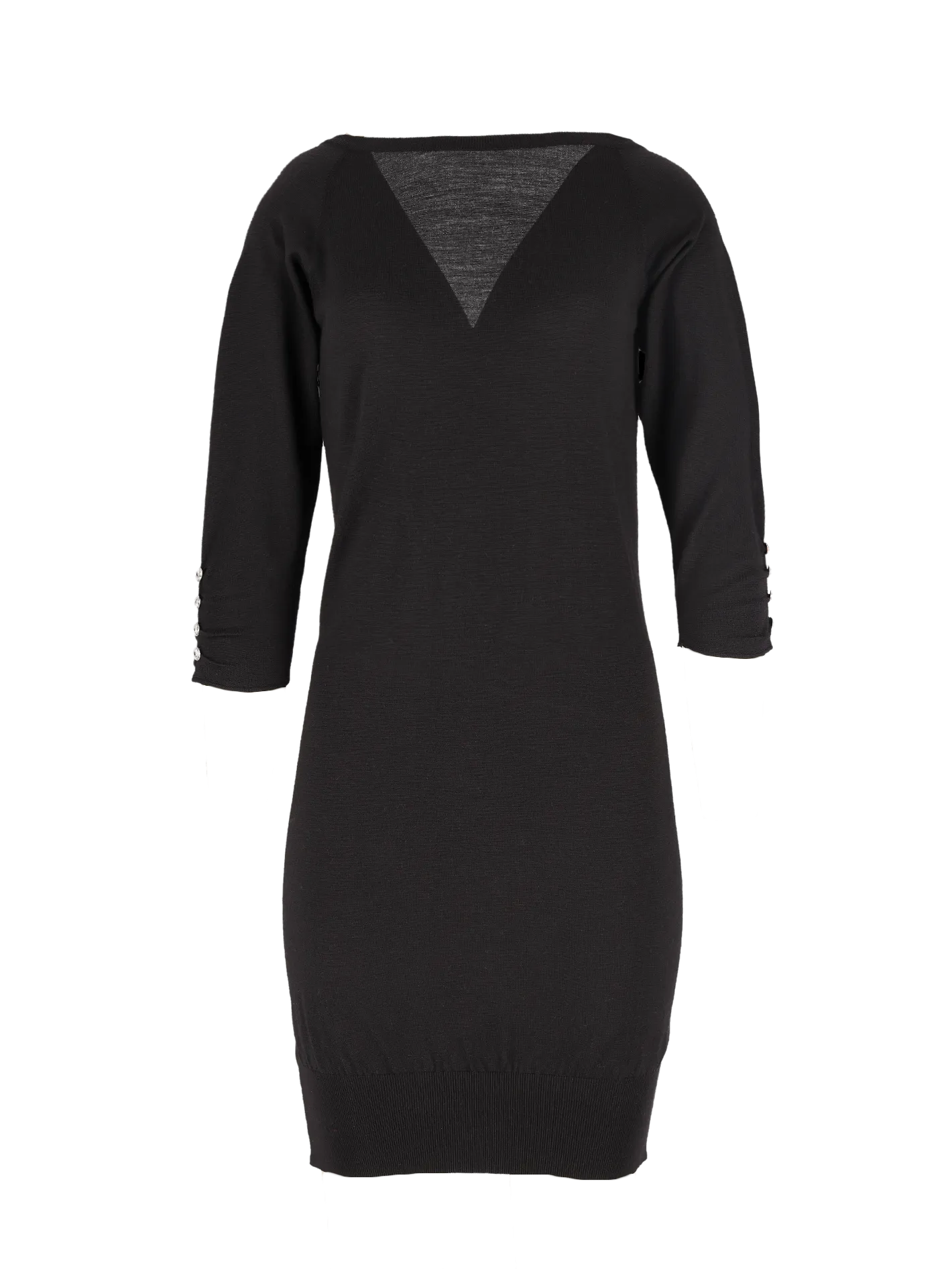 v-back wool-knit dress
