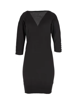 v-back wool-knit dress