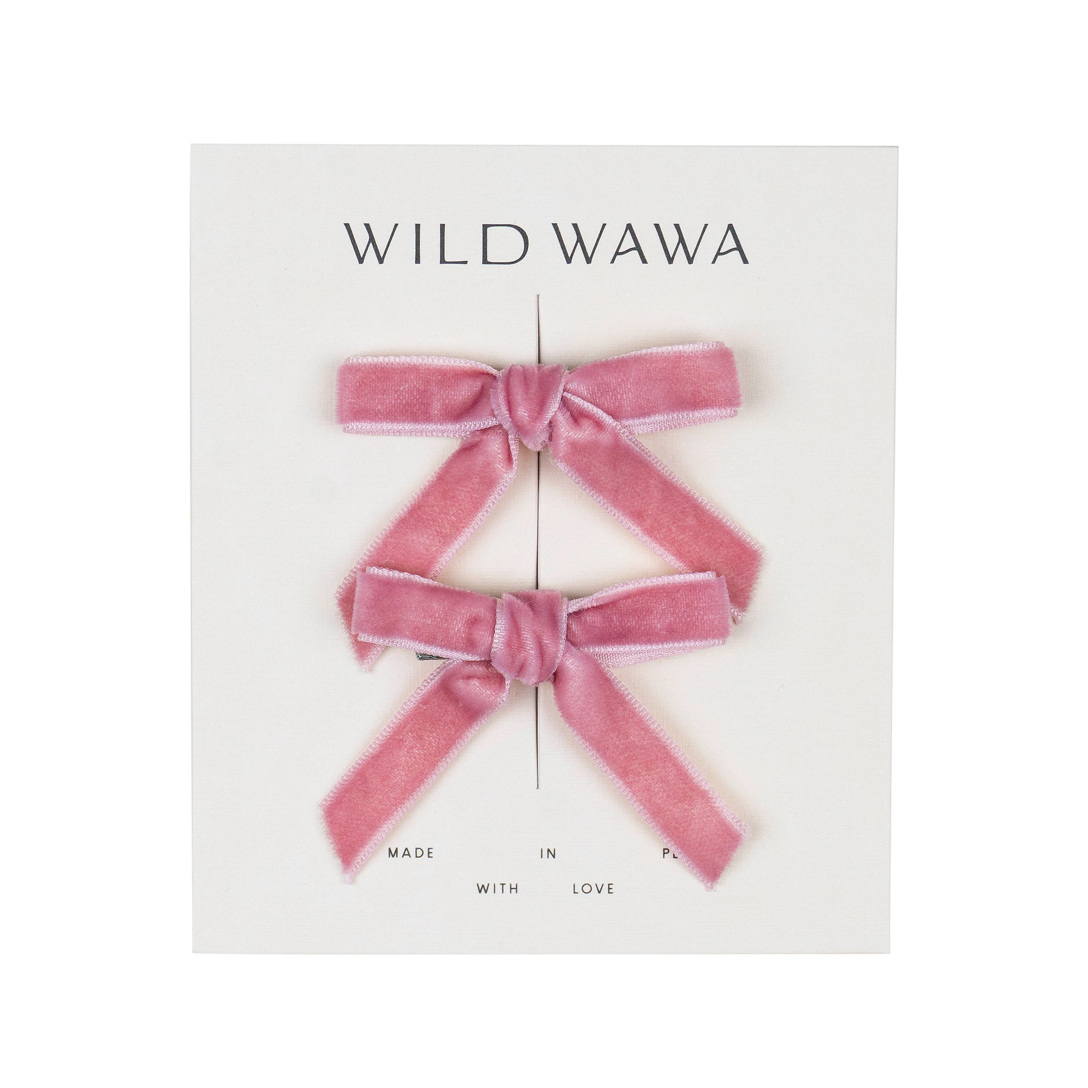 Velvet Bow Clip Set - Pink Bows