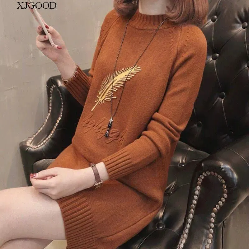 Versatile Medium Length Embroidered Dress Mid-Length with Embroidery Women's Dress