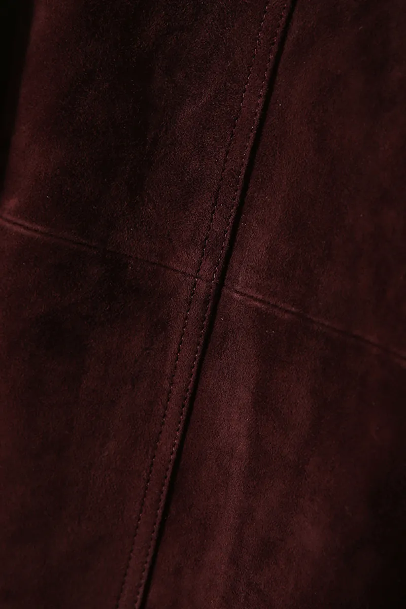 Vintage Ethiopian Suede Utility Jacket with Leather Collar