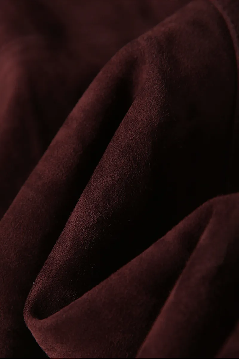 Vintage Ethiopian Suede Utility Jacket with Leather Collar