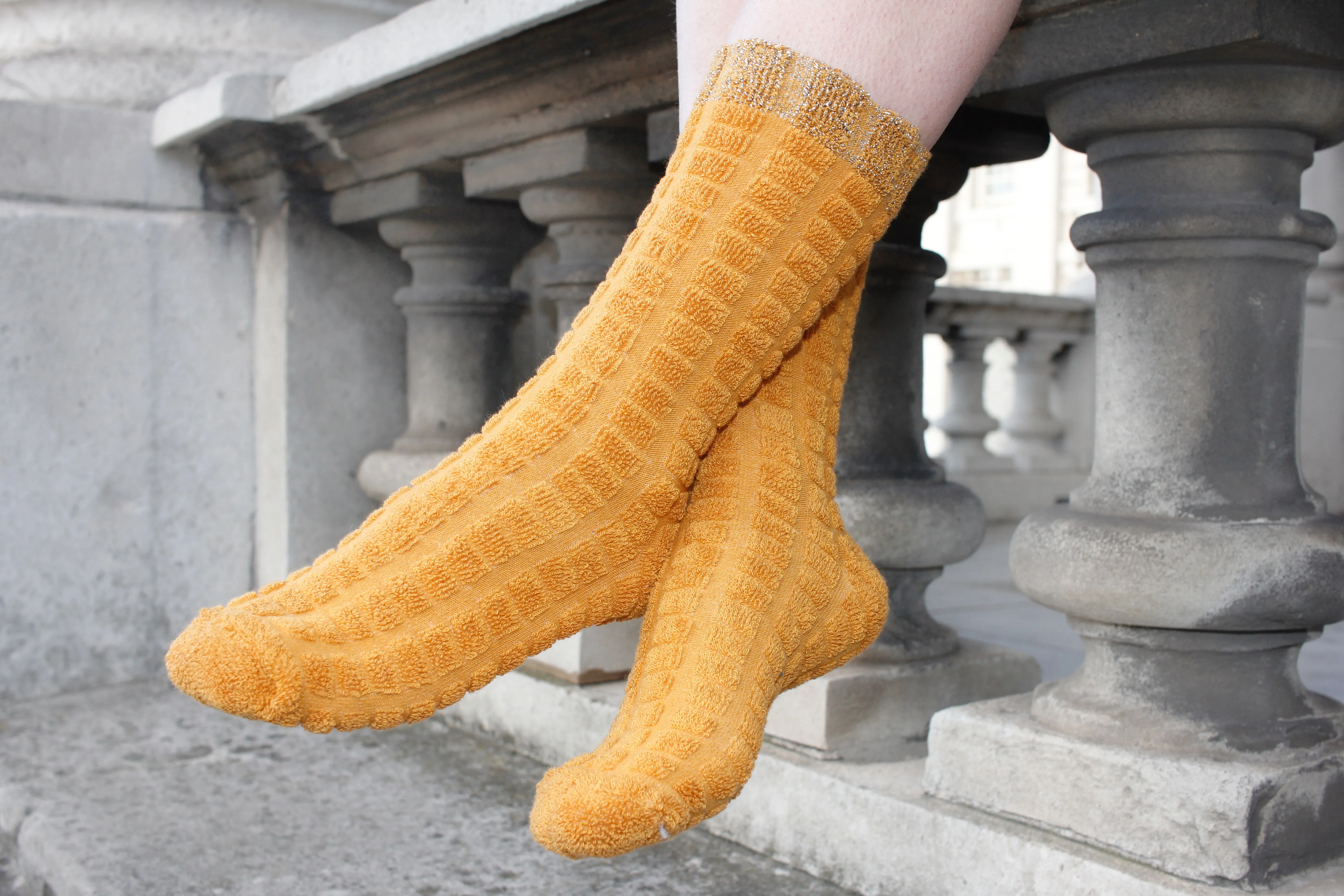 Vintage Yellow Cotton Rich Socks