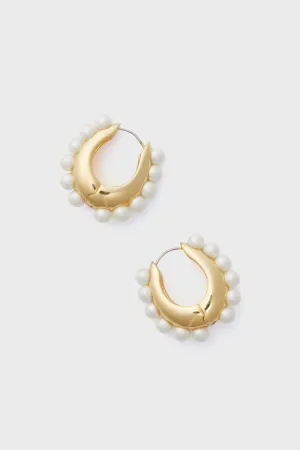 White Gold Mega Jasmin Pearl Hoops