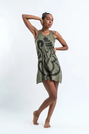 Womens Abstract Ganesh Tank Dress in Green