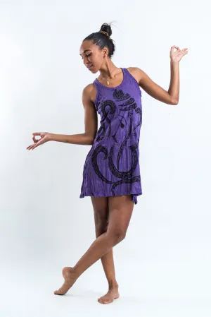 Womens Abstract Ganesh Tank Dress in Purple