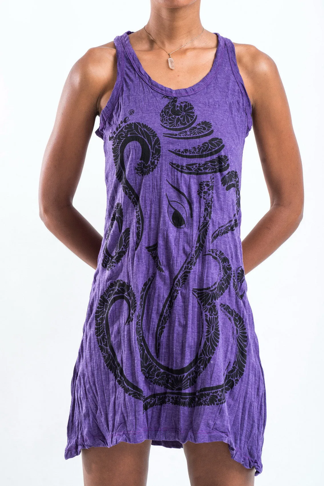 Womens Abstract Ganesh Tank Dress in Purple