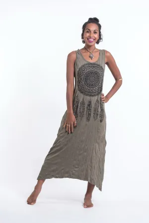 Womens Dreamcatcher Long Tank Dress in Green