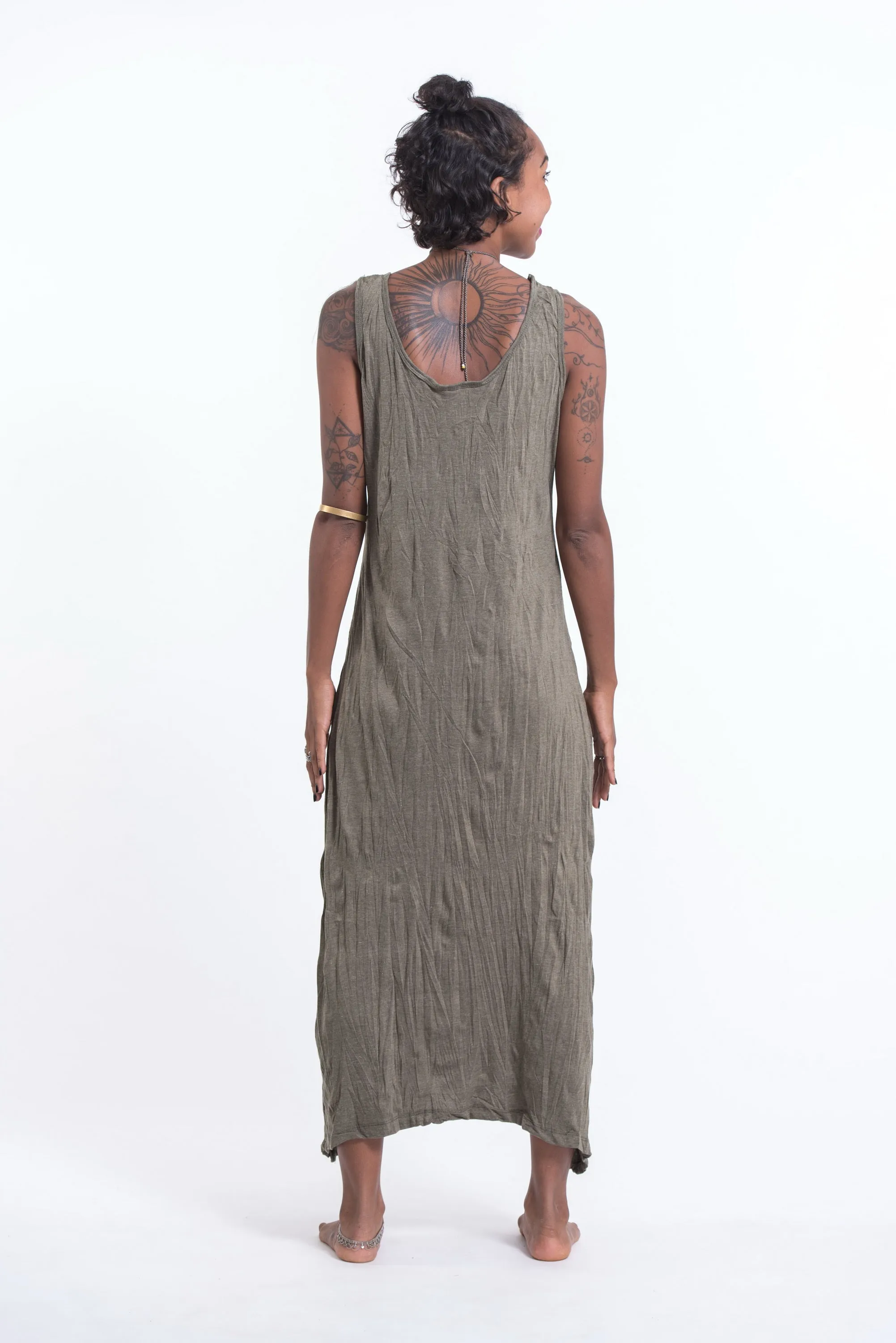 Womens Dreamcatcher Long Tank Dress in Green
