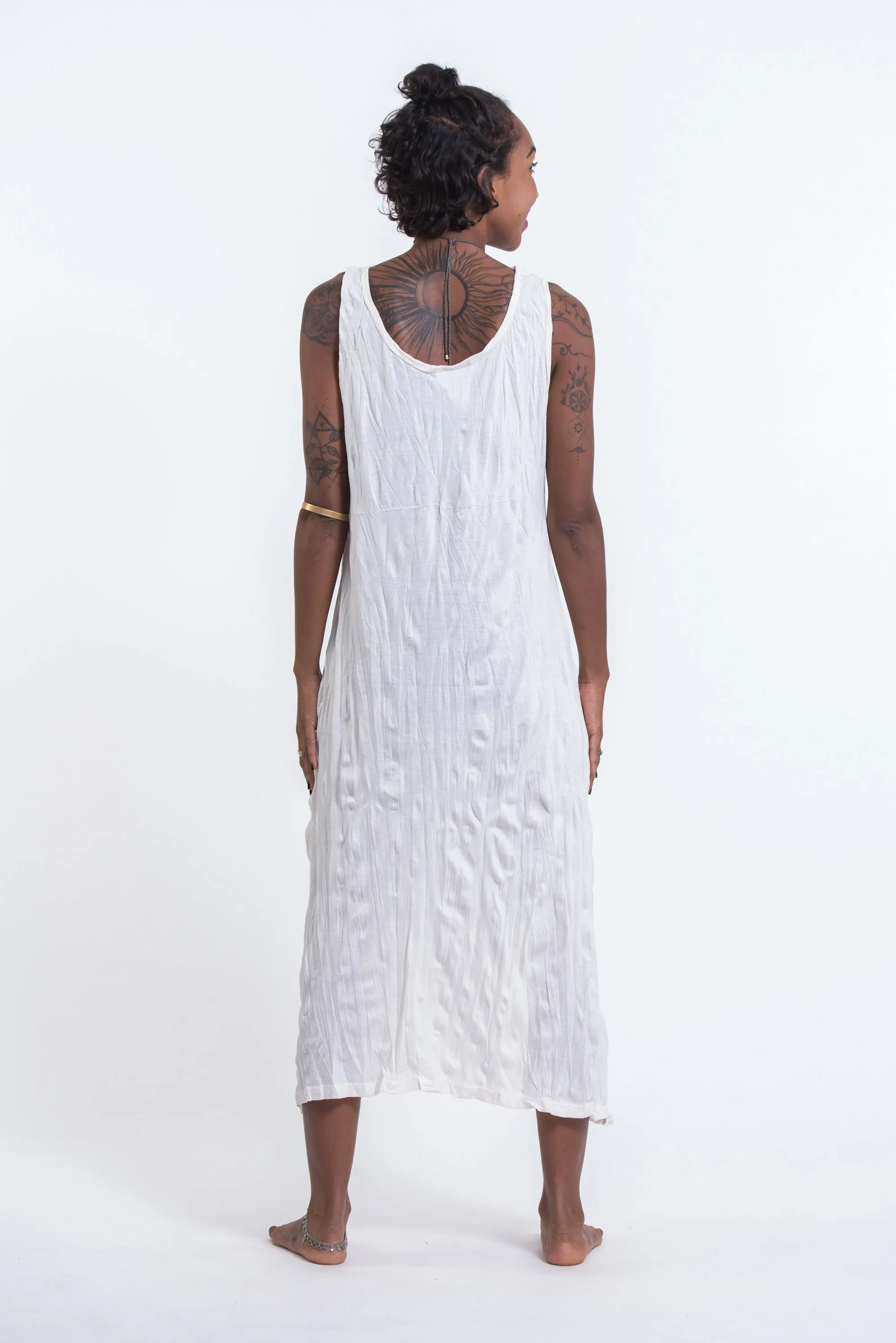 Womens Dreamcatcher Long Tank Dress in White