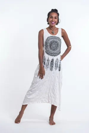 Womens Dreamcatcher Long Tank Dress in White