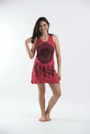 Womens Dreamcatcher Tank Dress in Red