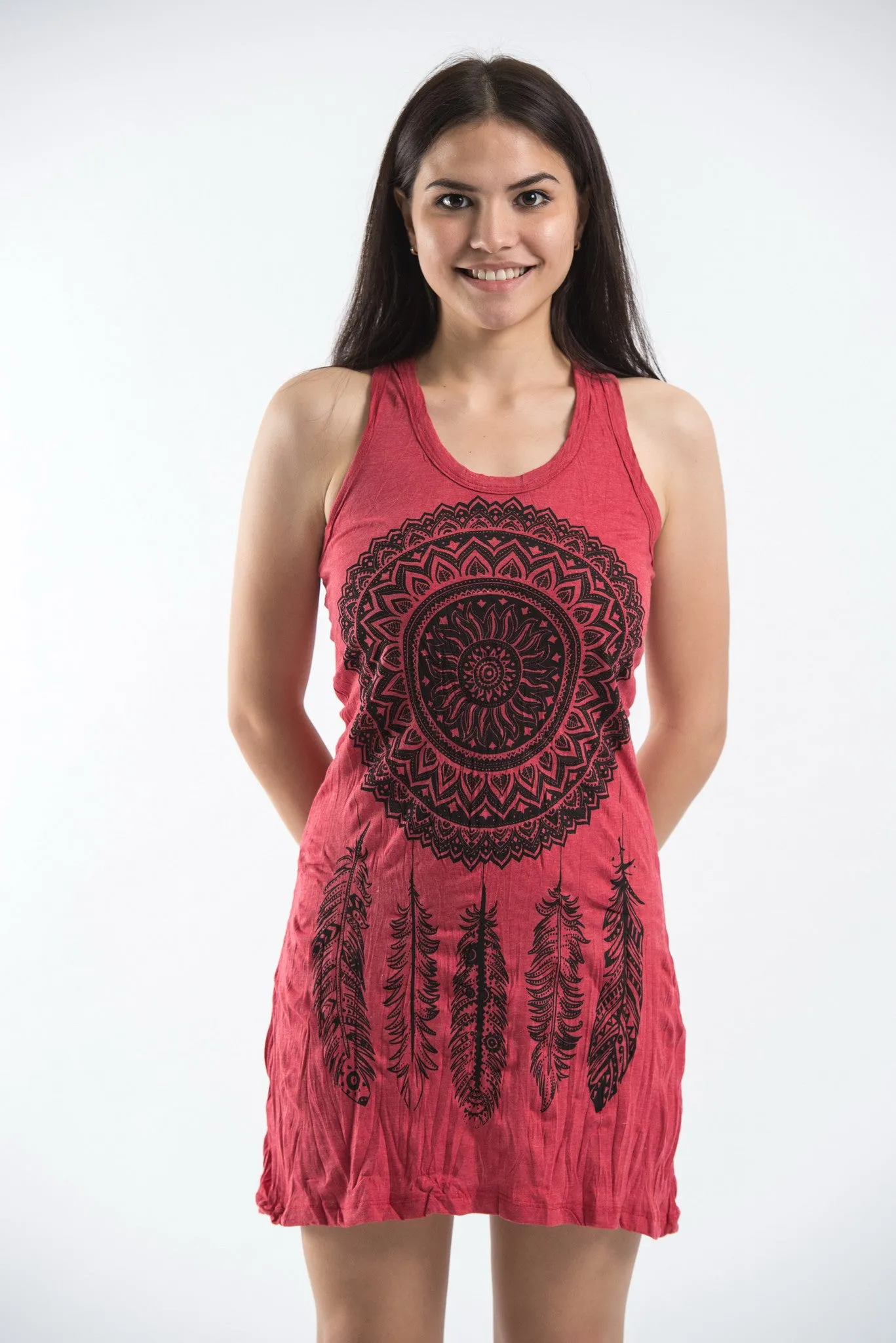 Womens Dreamcatcher Tank Dress in Red