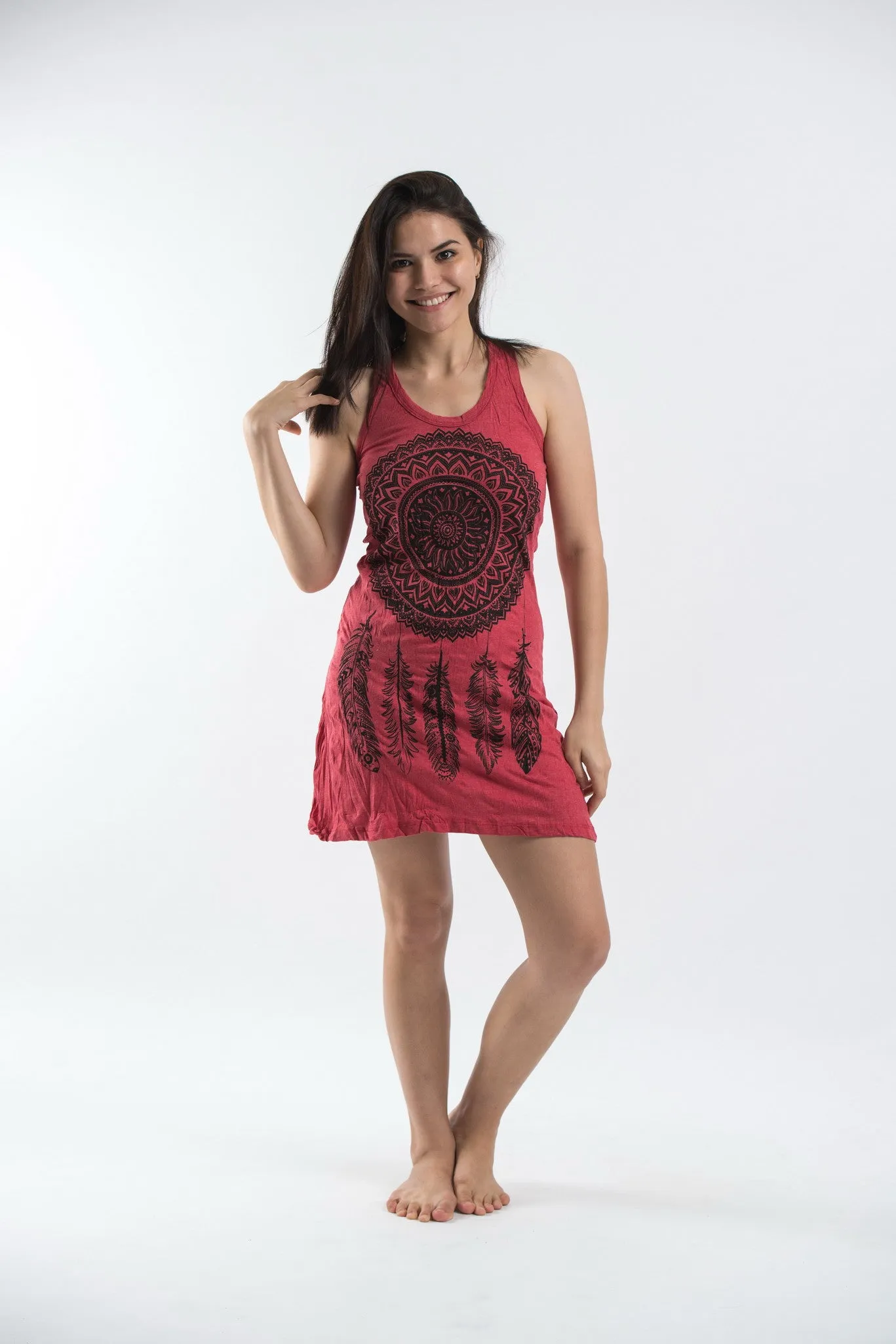 Womens Dreamcatcher Tank Dress in Red