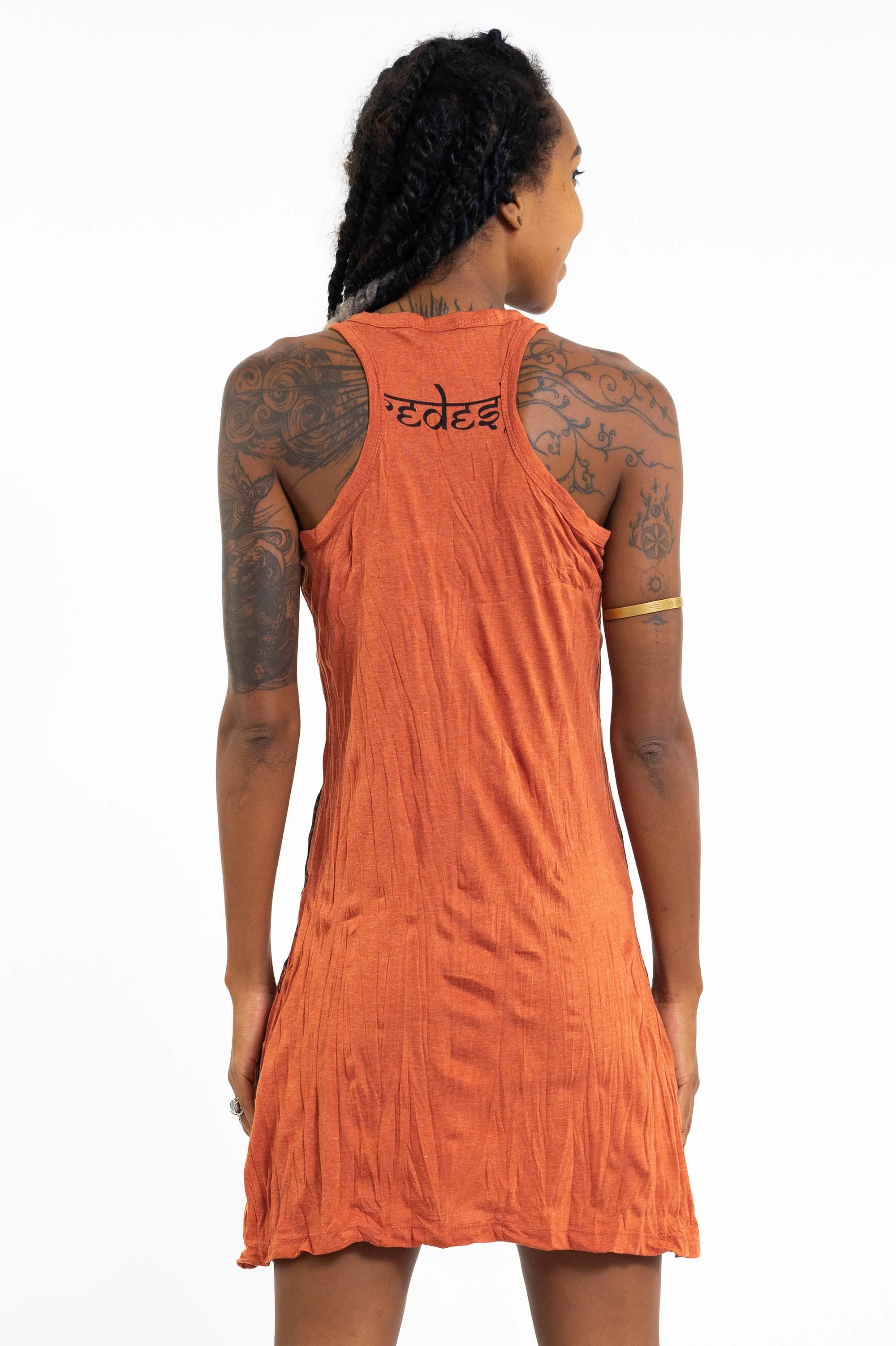 Womens Happy Dog Tank Dress in Orange