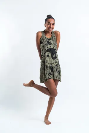 Womens Multi Yin Yang Tank Dress in Green