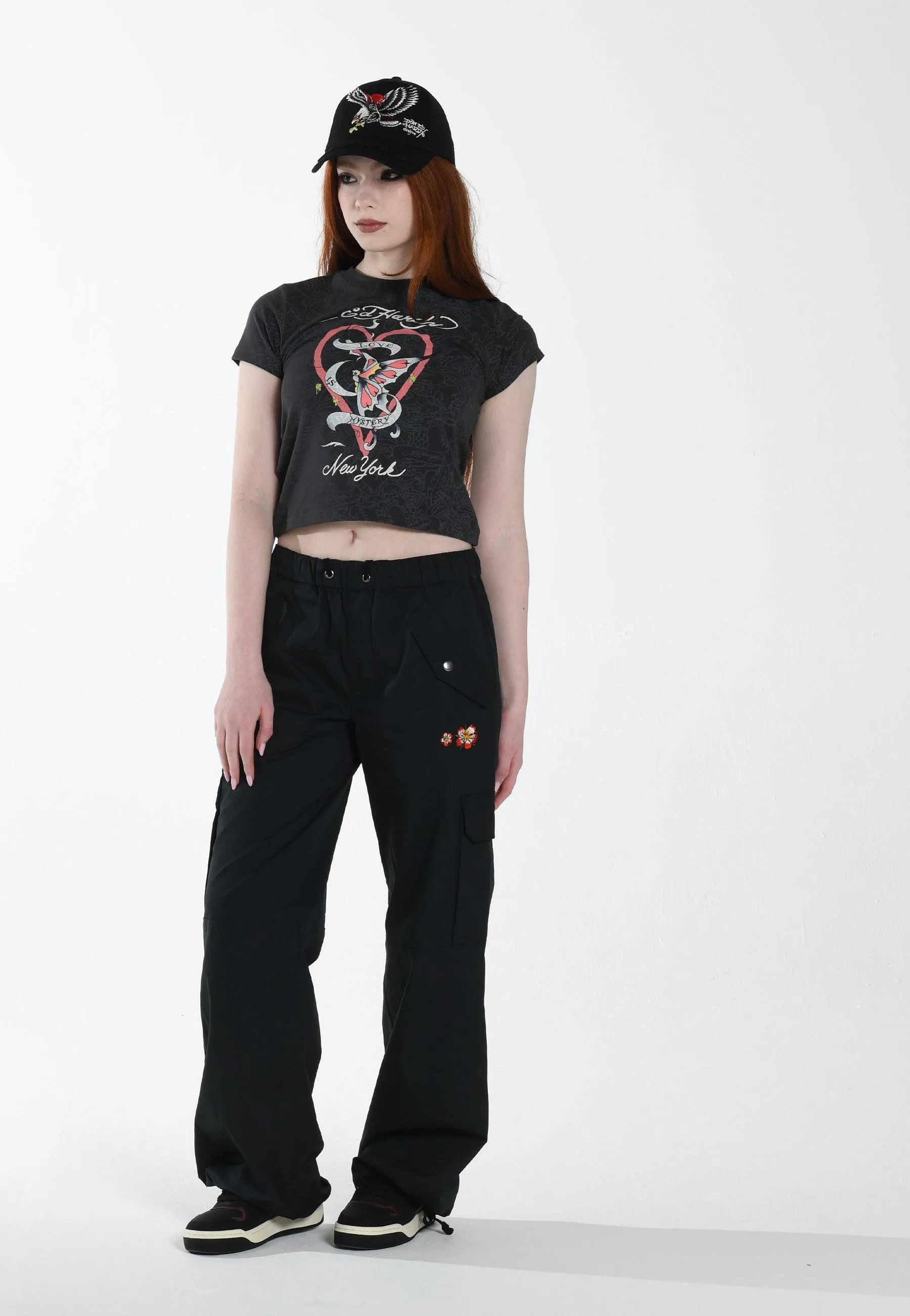 Womens Mystery-Butterfly Baby T-Shirt - Black