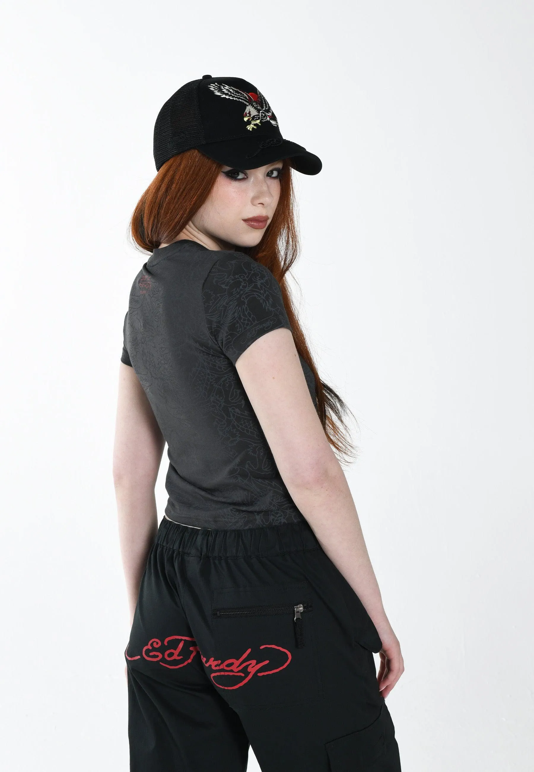 Womens Mystery-Butterfly Baby T-Shirt - Black