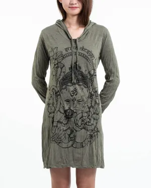 Womens Octopus Oracle Hoodie Dress in Green