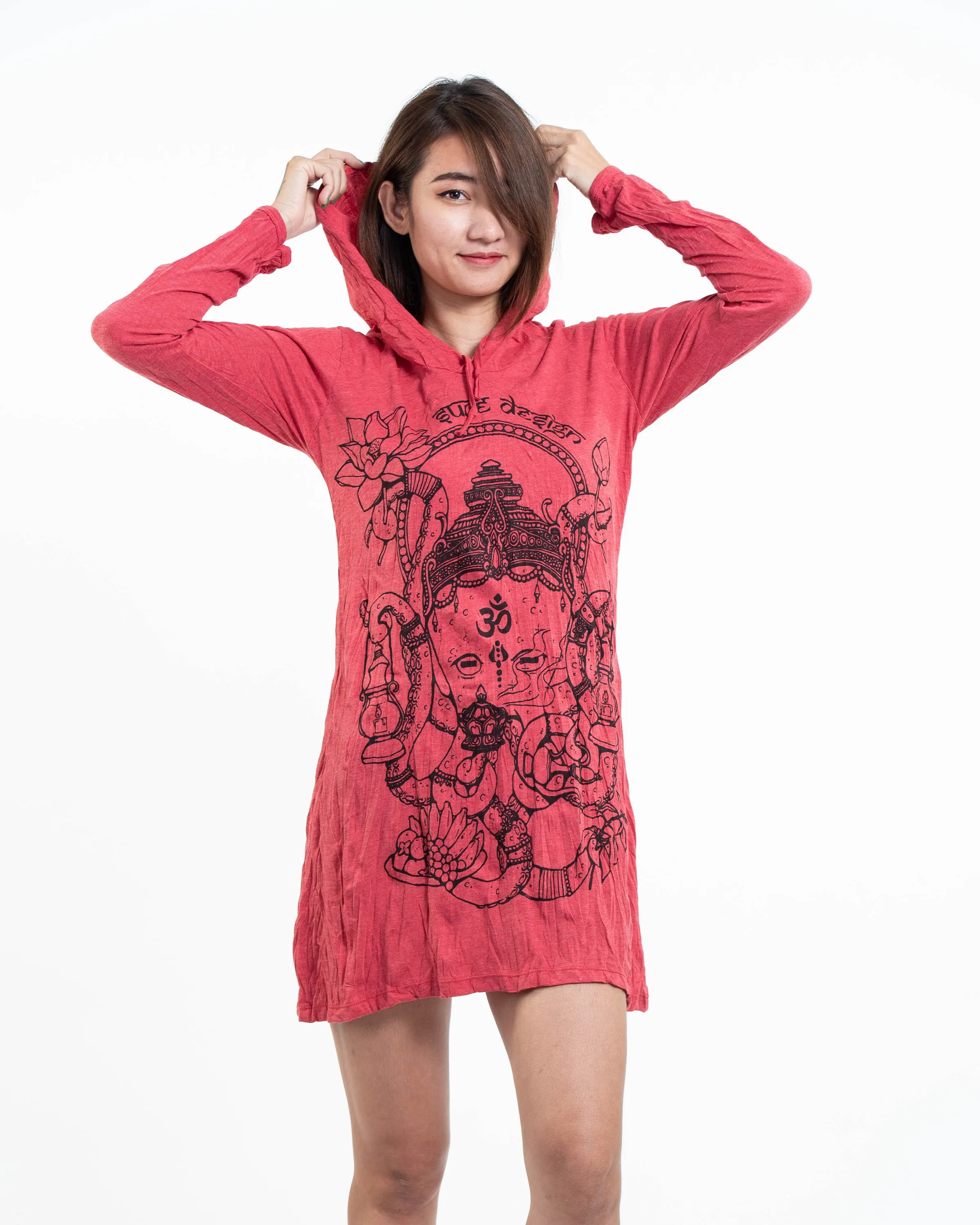 Womens Octopus Oracle Hoodie Dress in Red
