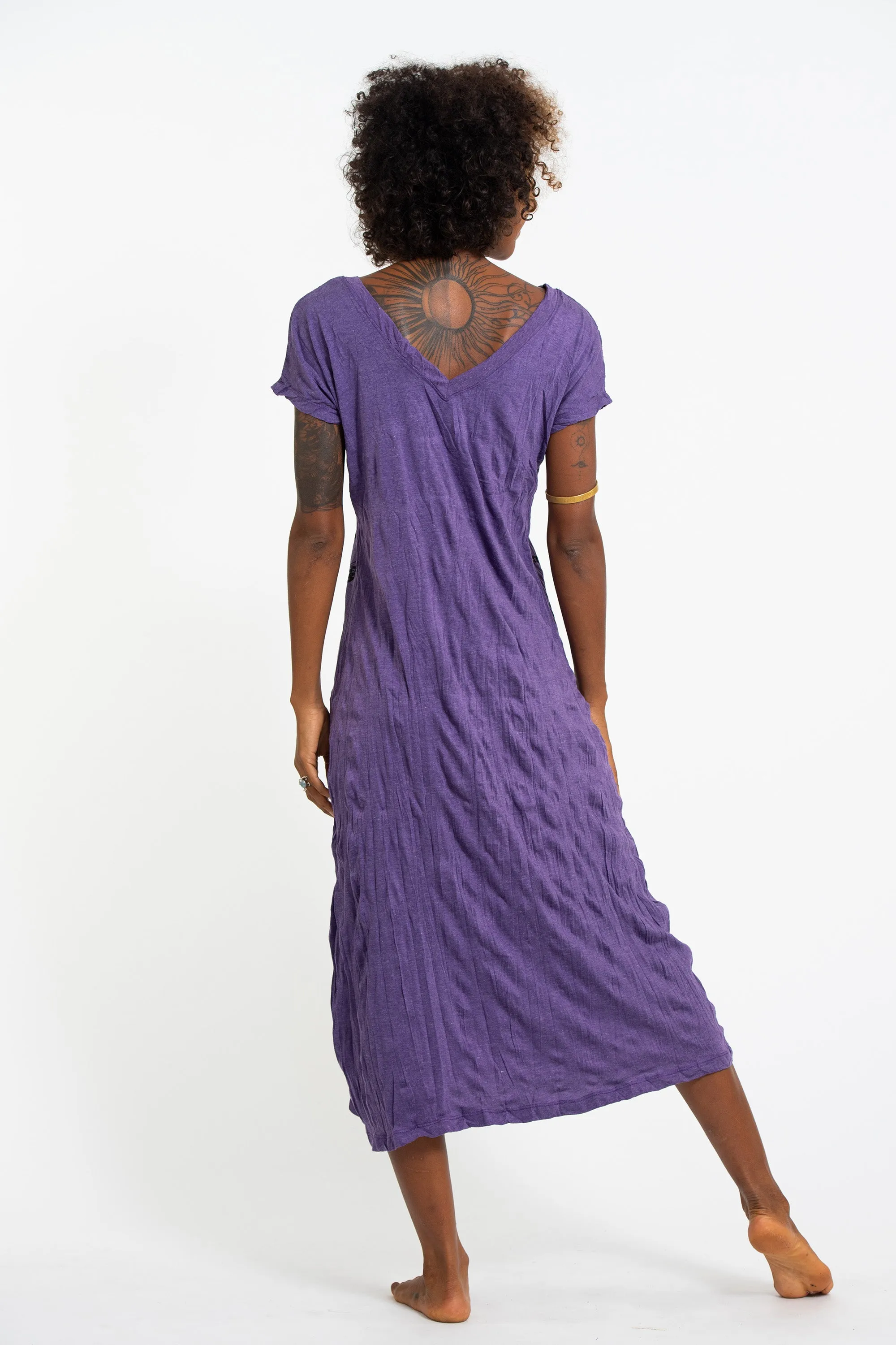 Womens Octopus V Neck Long Dress in Purple