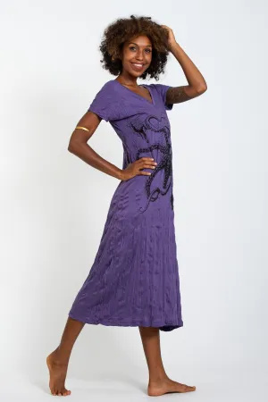 Womens Octopus V Neck Long Dress in Purple