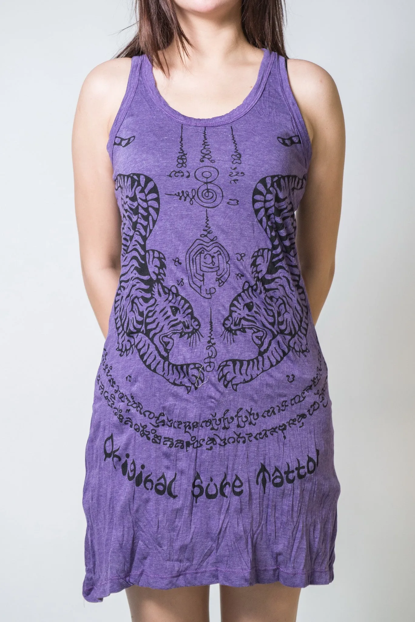 Womens Thai Tattoo Tank Dress in Purple