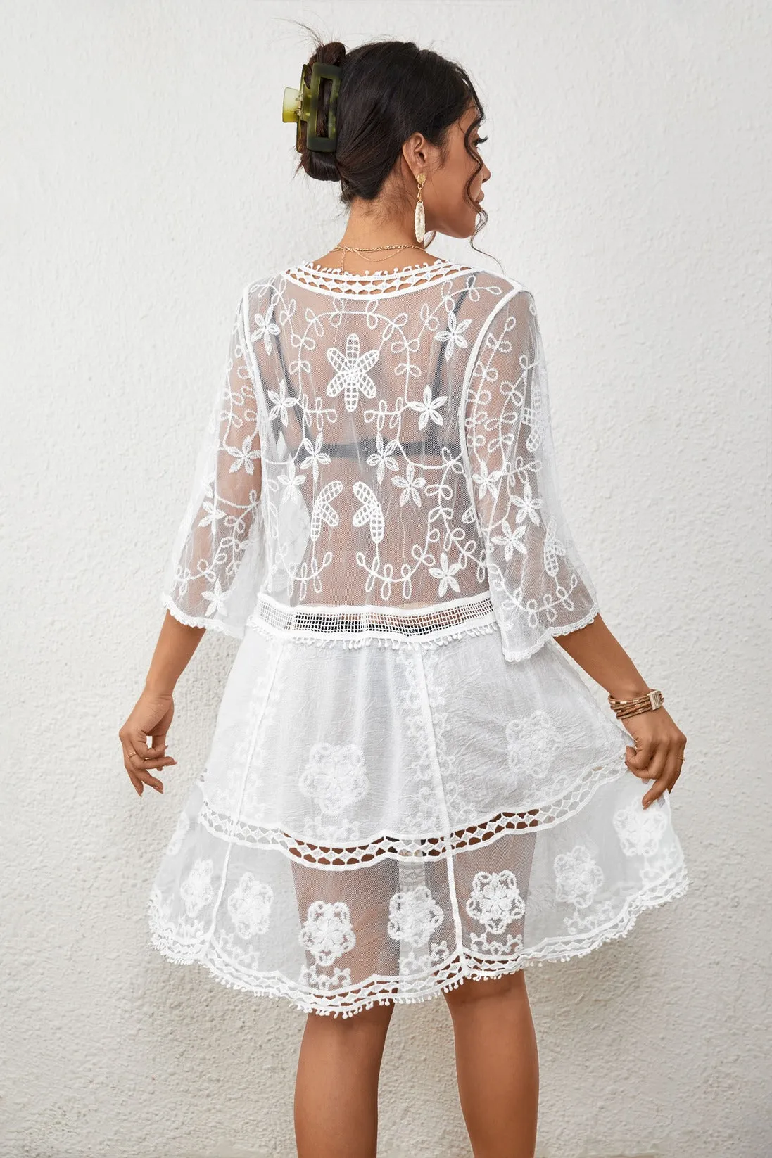 Women's V-Neck Lace Bikini Beach Dress Cover Up