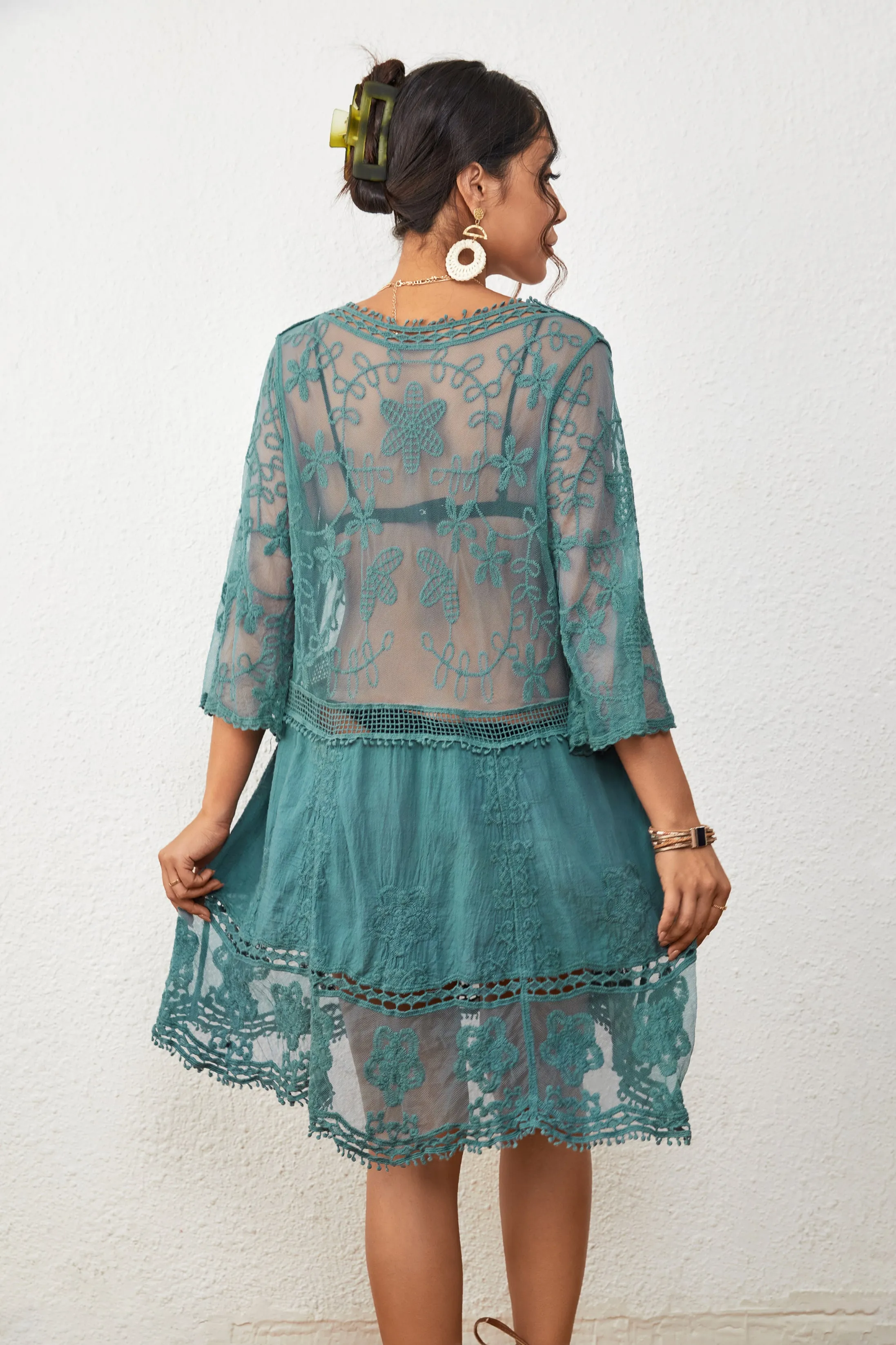 Women's V-Neck Lace Bikini Beach Dress Cover Up