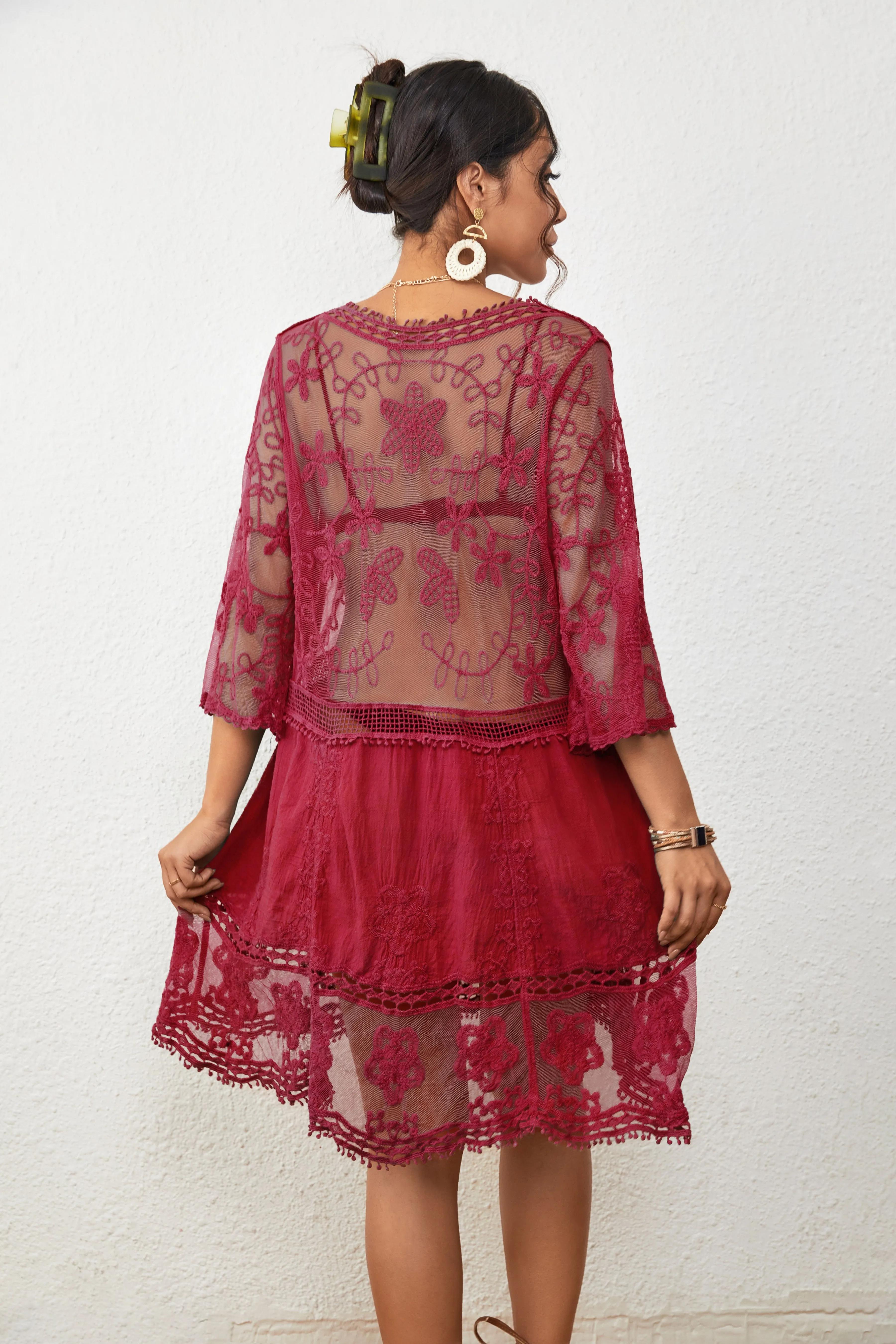 Women's V-Neck Lace Bikini Beach Dress Cover Up